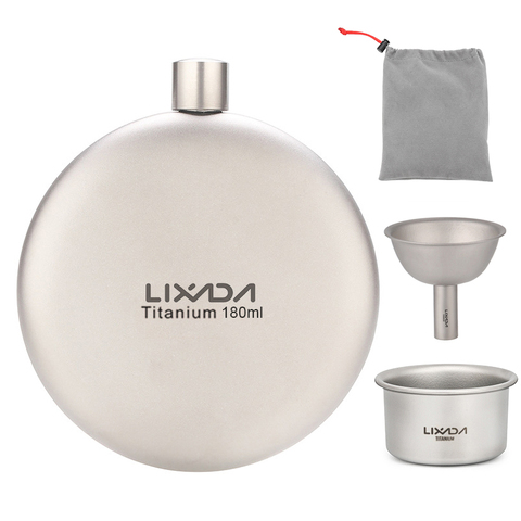 Lixada 180/260ml Leakproof Titanium Flask Alcohol Whisky Wine Flask with Cup Set for Outdoor Camping Backpacking Travel Picnic ► Photo 1/6