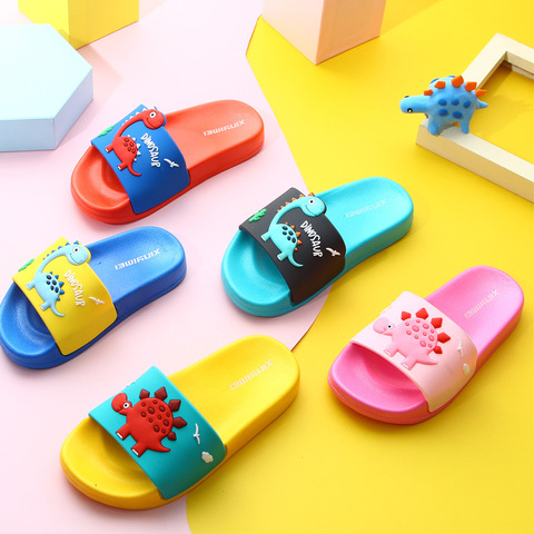 Top Quality Cute Kids Slippers Dinosaur Baby Home Slippers Children Breathable Non-slip Boys Girls Shoes 2022 New Toddler Shoes ► Photo 1/6