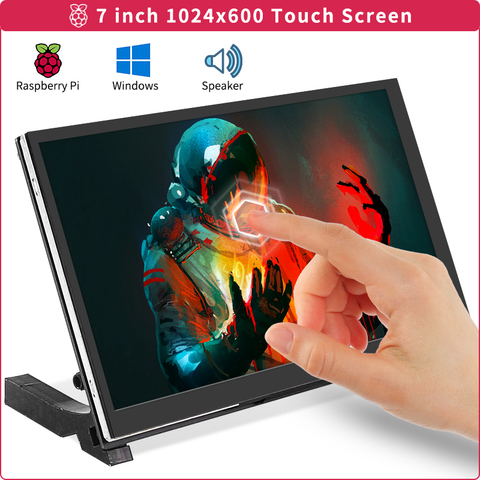 7 Inch Raspberry Pi 4 Touch Screen with Speaker IPS Display Adjustable Backlight 1024*600 LCD + Bracket for Raspberry Pi / PC ► Photo 1/6