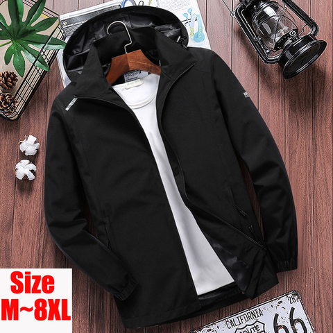 Big Size 7XL 8XL Spring Men's Thin Waterproof Jacket Male Summer Casual Overcoat Windbreaker Coat Mens Breathable Hooded Clothes ► Photo 1/5