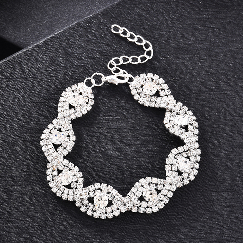 2022 New Fashion Elegant Bright Women Lady Rhinestone Crystal Metal Chain Bracelet Bangle Wedding Jewelry Christmas Gift ► Photo 1/5