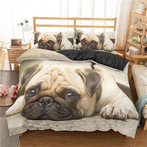 Dog Bedding Sets Pug Bed, Black Pug Single Duvet Covers