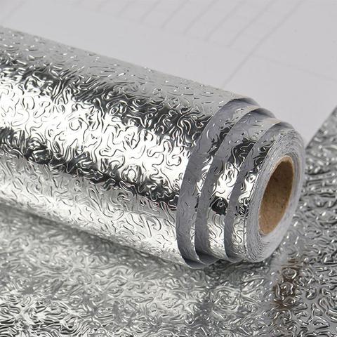 Kitchen Backsplash Stickers Wallpaper Self Adhesive Kitchen Aluminum Foil Stickers Oil Proof Waterproof Stove Sticker ► Photo 1/6