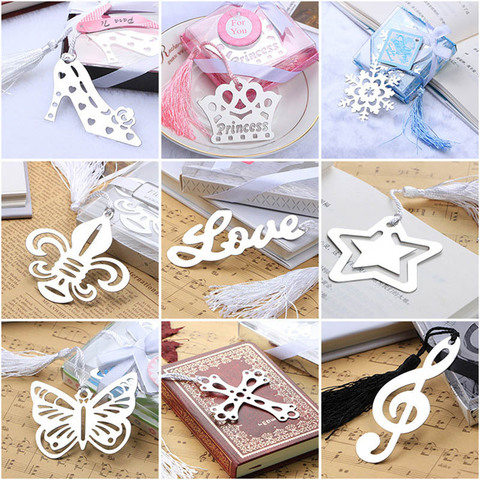 30pcs/lot , Stainless Steel Metal Bookmarks , Crown / Cross / Snowflake / Love / High Heel Gift Book Markers ► Photo 1/6