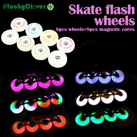 8pcs Inline Flash Roller Wheel 90A 60mm 64mm 68mm 70mm wheel SEBA Skate LED Light Roller Freestyle Slalom Patines Flashing Wheel ► Photo 1/6