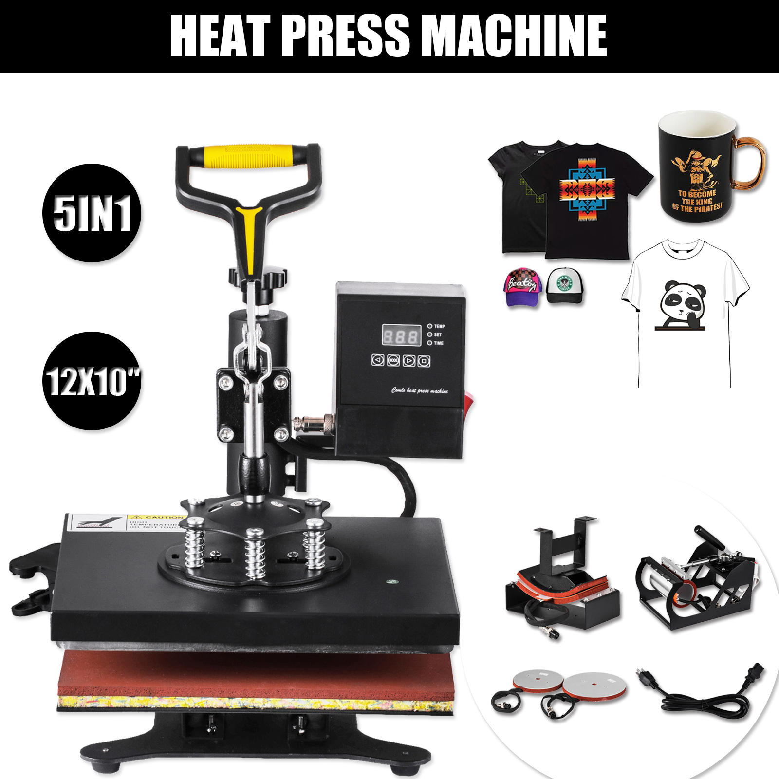 Heat Press Machine 25x30cm 12'' T Shirt Digital Transfer Sublimation Printer 