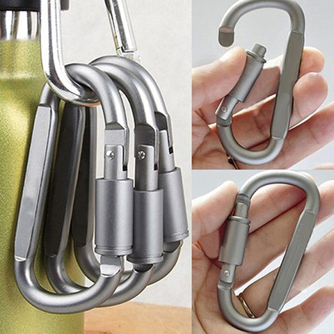 2Pcs D ring Chain Outdoor Quickdraw Snap Key survive Hike Clasp screw Hook Buckle Aluminum Clip Hang lock Camp keychain ► Photo 1/1