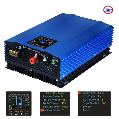 MPPT Solar Grid Tie Inverter 1000W  DC24V 48V 72V AC110V AC220V  with Limiter Sensor Power Inverter Battery Discharge Auto-Limit ► Photo 1/6