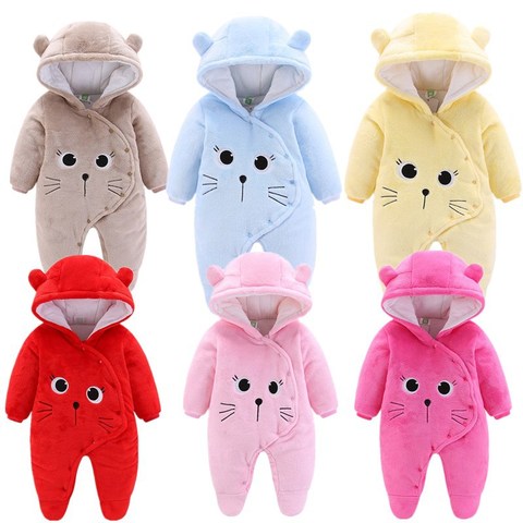 Baby Girls Clothes Newborn Winter Hoodie Baby Rompers Polyester Baby Boy Romper Climbing Outwear Infant Baby Jumpsuit 3M -12M ► Photo 1/6