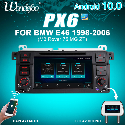 PX6 1 din Android 10 car radio For BMW E46 M3 318/320/325/330/335 Land Rover 75 auto radio tape recorder 1din stereo car audio ► Photo 1/6