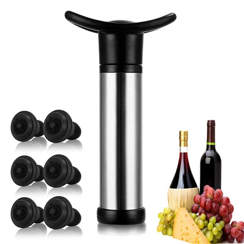 Wine Stopper with Vacuum Wine Pump Wine Preserver Aerator Rubber Black Stoppers Sealing Preserver Drinks Bottle Silicone Caps ► Photo 1/6
