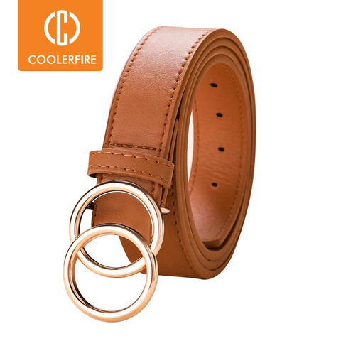 Women Belts Fashion Dress Deigner Double Ring Pearl Round Buckle Leather Belts for Women LD039 ► Photo 1/6