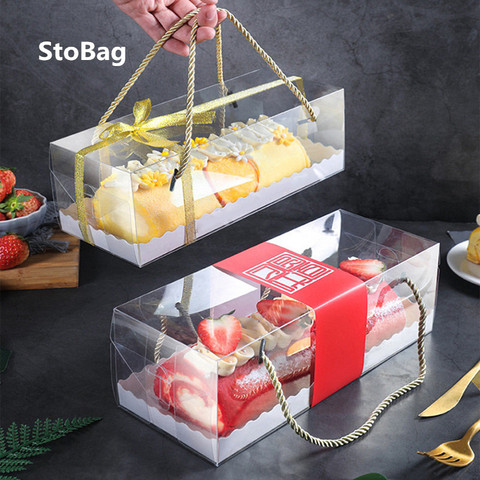 StoBag 10pcs Transparent With Paper Bottom Tote Boxes Baby Shower Cake Decoration Birthday Party Package Backing Supplies Box ► Photo 1/6