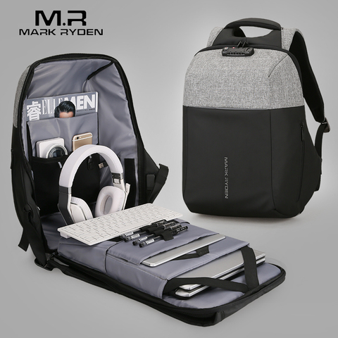 Mark Ryden New Anti-thief USB Recharging Laptop Backpack Hard Shell No Key TSA Customs Lock Design Backpack Men Travel Backpack ► Photo 1/6