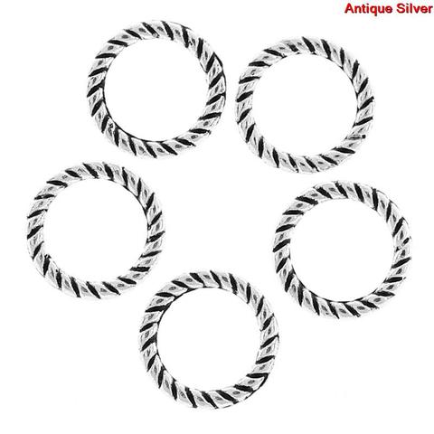 70 PCs DoreenBeads Closed Jump Rings For Jewelry Making Antique Silver Color Stripe Pattern Circles 8mm Dia ► Photo 1/3