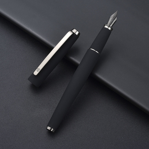 517D Hongdian Matte Black Metal Fountain Pen Titanium Black EF/F/Bent Nib Silver Clip Excellent Writing Gift for Business Office ► Photo 1/4