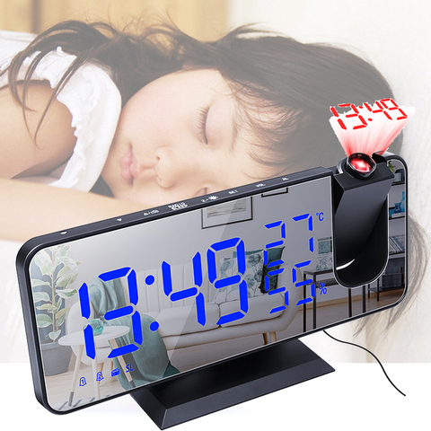 LED Digital Alarm Clock Electronic Projection Clock With FM Radio Snooze Weather Station Calendar Thermometer Projector Function ► Photo 1/6