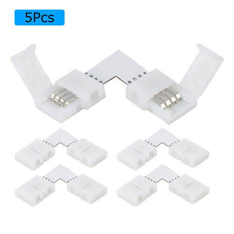 5pcs 4PIN 8mm Led Connector L Shape 8Mm 4pin Rgb 5050 2835 Led Strips Corner Angle Wire Connectors Install Adapter ► Photo 1/6