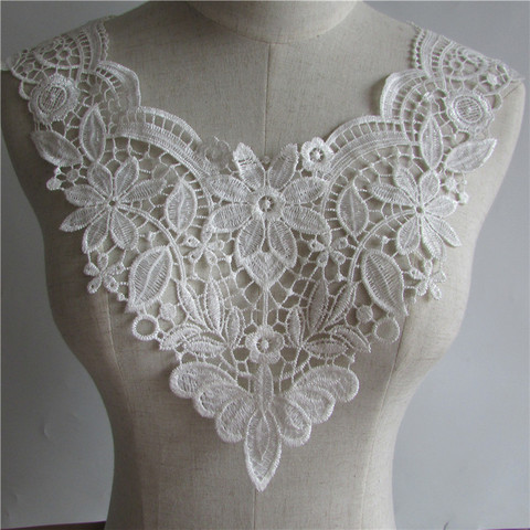 high quality white Embroidered Lace Collar Neckline Venise Applique Embroidery Sewing on Patches Sewing Lace Fabric Accessories ► Photo 1/6