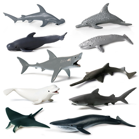 4/6/12Pcs Set Simulation Shark Whale Marine Animal Figure Collectible Toys Ocean Animal Action Figures Kids Plastic Cement Toys ► Photo 1/6