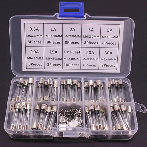 100/72pcs Car Fast-blow Glass Fuses Car Glass Tube Fuses 0.2-20A 0.5-30A Assorted Kit for Car Light Inflator vacuum Cleaner ► Photo 1/6