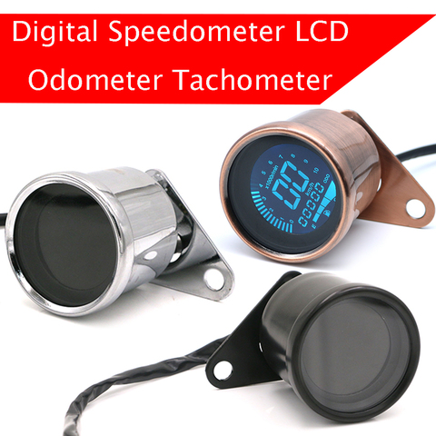 ALL NEW Universal Motorcycle Digital Motorcycle Speedometer Retro LCD Odometer Cafe Racer Tachometer indicator Scooter ATV Meter ► Photo 1/6