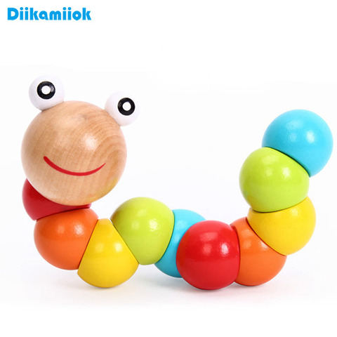 New New Worm Twist Puppet Cognition fun Educational Toys Changeable Shape Wooden Blocks Kids Colorful Caterpillar Baby Toy ► Photo 1/6