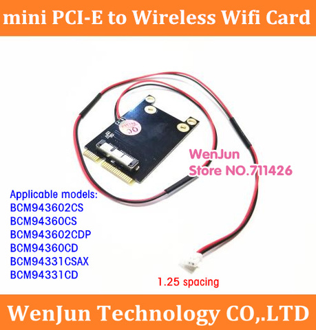 1.25mm 4pin 2wire MINI PCI-E wireless wifi card with 40cm cable BCM94360CS BCM94331CD to mini pci-e adapter card for mac pro ► Photo 1/6