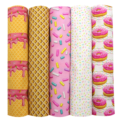 Cupcake Candy Donuts Polyester Cotton Fabric Patchwork Tissue Sewing Quilting Fabrics Needlework Material DIY,c15340 ► Photo 1/5
