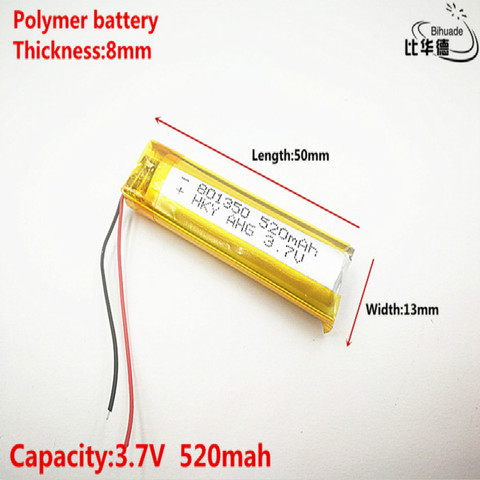 Good Qulity 3.7V,520mAH,801350 Polymer lithium ion / Li-ion battery for TOY,POWER BANK,GPS,mp3,mp4 ► Photo 1/5