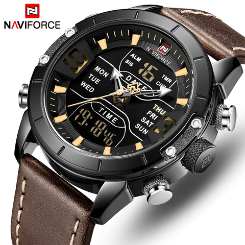 NAVIFORCE Watch Men Top Luxury Brand Leather Waterproof Quartz Wristwatches Military Sport Men’s Watches Date Relogio Masculino ► Photo 1/6