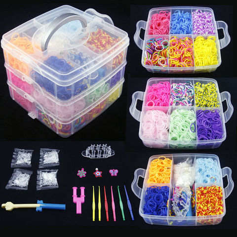Rubber Bands Loom DIY Weaving Tool Box Creative Set Elastic Silicone Bracelet Kit Kids Toys for Children Girls Gift 5 10 ► Photo 1/6