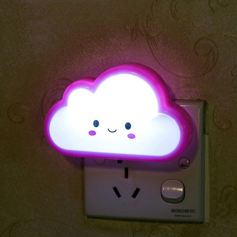 110V-220V US Plug Bulb Bedroom Night Light Button Wall Cute Cartoon Mini Socket Bedside Lamp Baby Kids Cloud Lighting ► Photo 1/6