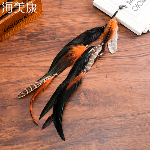 Haimeikang  Long Feather Hair Clip Hairpin Women Feather Headband Hair Extension Feathers Products Hair Accessories Jewelry ► Photo 1/6