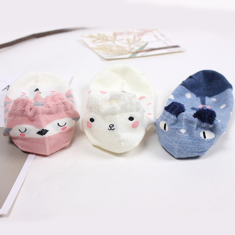 1 Pair Women Socks Cartoon Kawaii Cute Japanese Slippers Korean Style 3D Ear Boat Short Sock Cotton Cat Animal Female Sox ► Photo 1/6