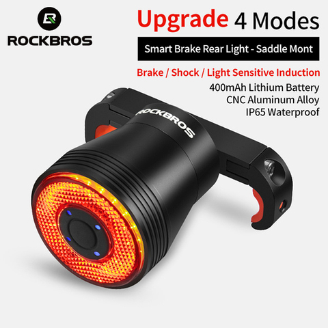 ROCKBROS Smart Bicycle Brake Rear Light Auto Sensing Light Rainproof LED Cycling Taillight USB Rechargeable Road Bike Tail Light ► Photo 1/6