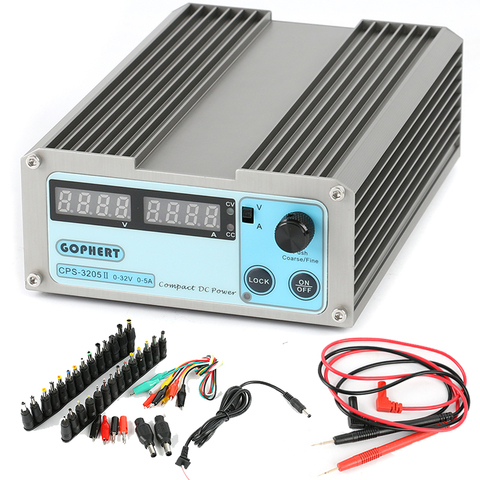 CPS-3205 II Precision Compact Digital DC Power Supply +39pcs DC Jack +10A Probe 0~32V 0~5A 0.01V/0.001A For Lab Computer Repair ► Photo 1/6