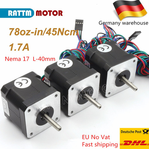 3pcs Stepper Motors set Nema17 4 lead wrie 40mm motor for 3D printer with 1m cable W Connector ► Photo 1/5