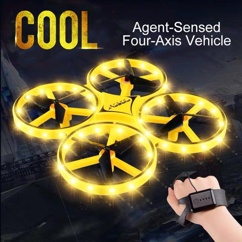 Halolo ZF04 RC Mini Quadcopter Induction Drone Smart Watch Remote Sensing Gesture Aircraft UFO Hand Control Altitude Hold Drone ► Photo 1/6