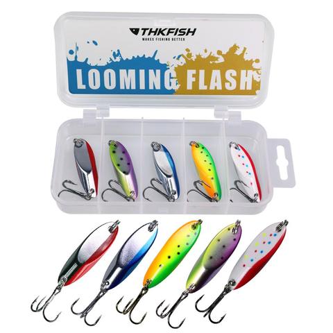 5pcs/box Fishing Spoons Metal Lure 3.5g 5g 7.5g 10.5g Metal Spoon Sequin Hard Bait Fishing Lures For Striped Bass ► Photo 1/6