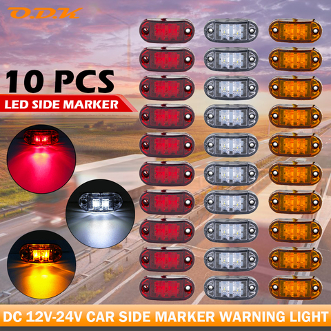 6/10PCS Universal 2 Led Oval Clearance Side Marker Tail Lamp Light Trailer Car Truck Lorry 12V 24V Accessories ► Photo 1/1