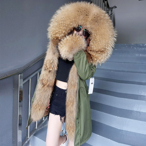 womens fox fur coat parkas winter jacket coat women parka big real fur collar kurtka damska natural fox fur liner long outerwear ► Photo 1/6