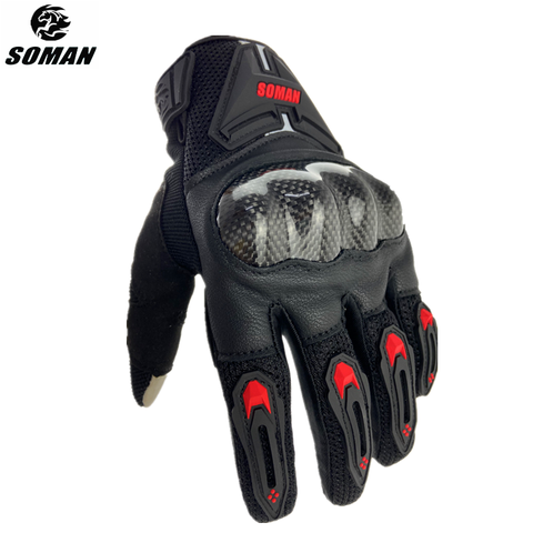 SOMAN Motorcycle Gloves Carbon Fiber Leather Moto Riding Gloves Men Motorbike Protective Gears Motocross Gants Moto Luvas MG19 ► Photo 1/6