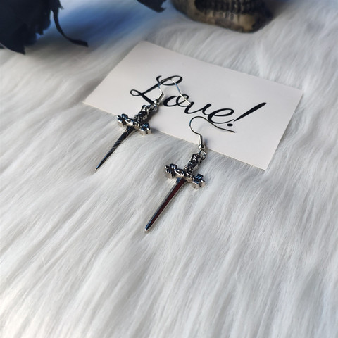 new silver colour dagger earrings Sword jewelry unique gothic fashion women gift pendant classical 2022 darkness simple charm ► Photo 1/6