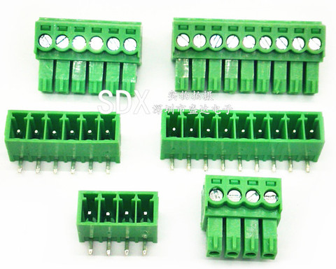 5 set 3.5MM Terminal Block PCB Pluggable Connectors 2/3/4/5/6/7/8/9/10P Right Angle KF15EDG-3.5 ► Photo 1/1