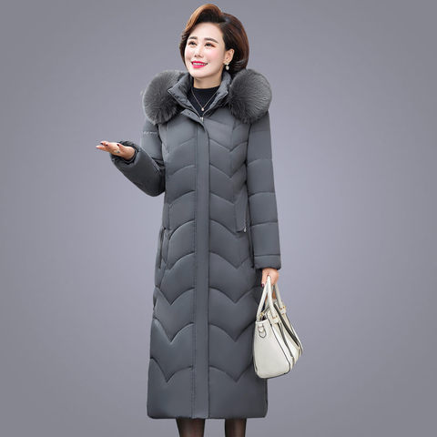 8XL Large Size Women's Clothing Winter Middle-aged Mother's Long Cotton Coat Down Cotton Wadded Jacket For Female100 KG f1849 ► Photo 1/6