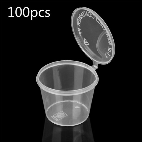 100 Pcs 25/50ml Plastic Takeaway Sauce Cup Containers Food Box With Hinged Lids Pigment Paint Box Palette Disposable Box. ► Photo 1/6