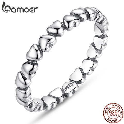 Bamoer real  925 Sterling Silver Forever Love Heart Finger Ring Original Jewelry Gift GLOBAL SHOPPING FESTIVAL 2022 PA7108 ► Photo 1/6