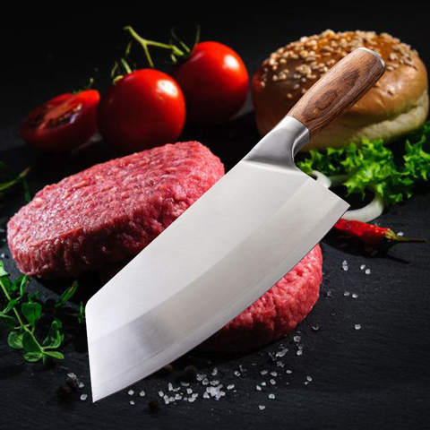 4Cr13 Stainless Steel Chef Knife 7 inch Chinese Kitchen Knives Meat Fish Vegetables Slicing Knife Rosewood Cleaver ► Photo 1/6