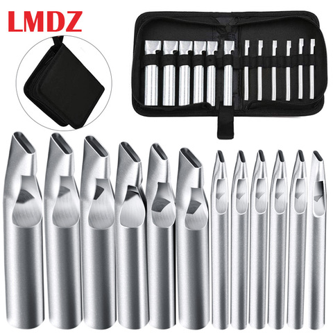 LMDZ 12Pcs Leather Craft Oval Shape Hole Punch Set Leather Hollow Hole Puncher Flat Hole Punch Maker Cutter Chisel Working Tool ► Photo 1/1